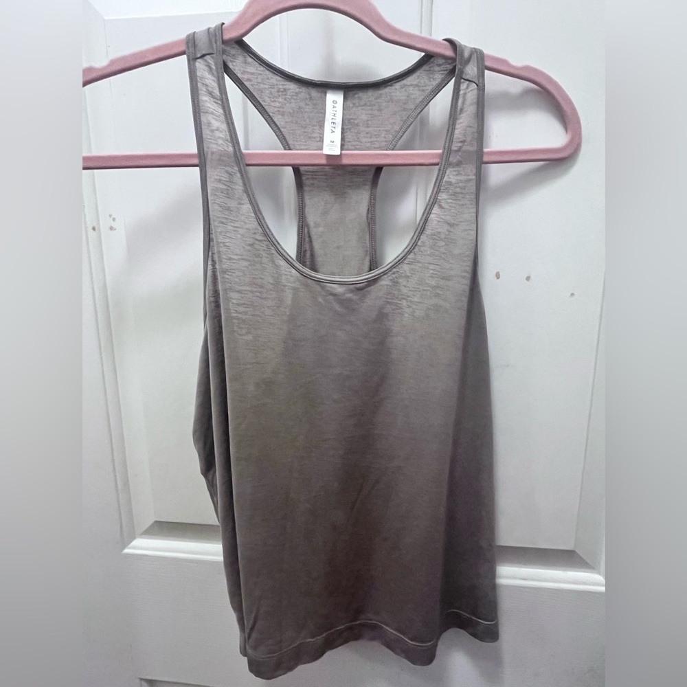 LIKE NEW Athleta Cropped Semi-sheer Tank - Taupe (?) - Sz Medium